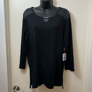Rafaella Black Long Sleeve knit top with shoulder decorations